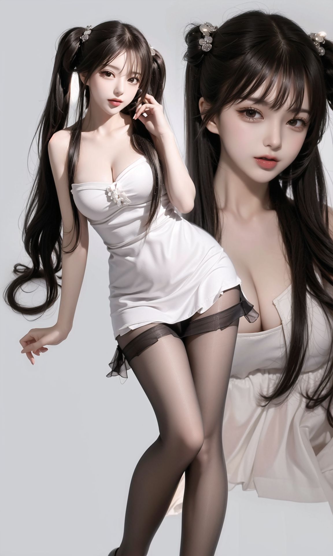 雙馬尾黑絲美腿少女
