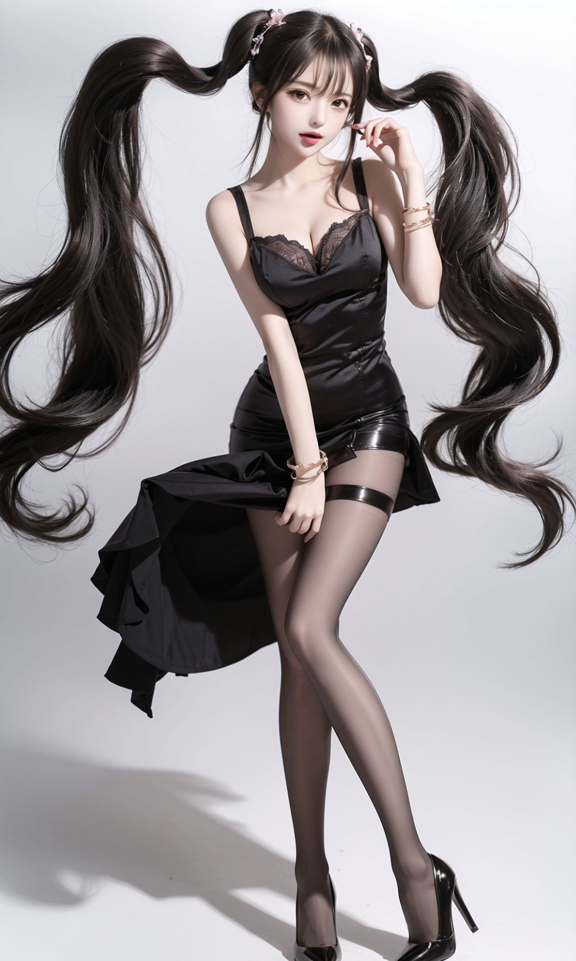 雙馬尾黑絲美腿少女