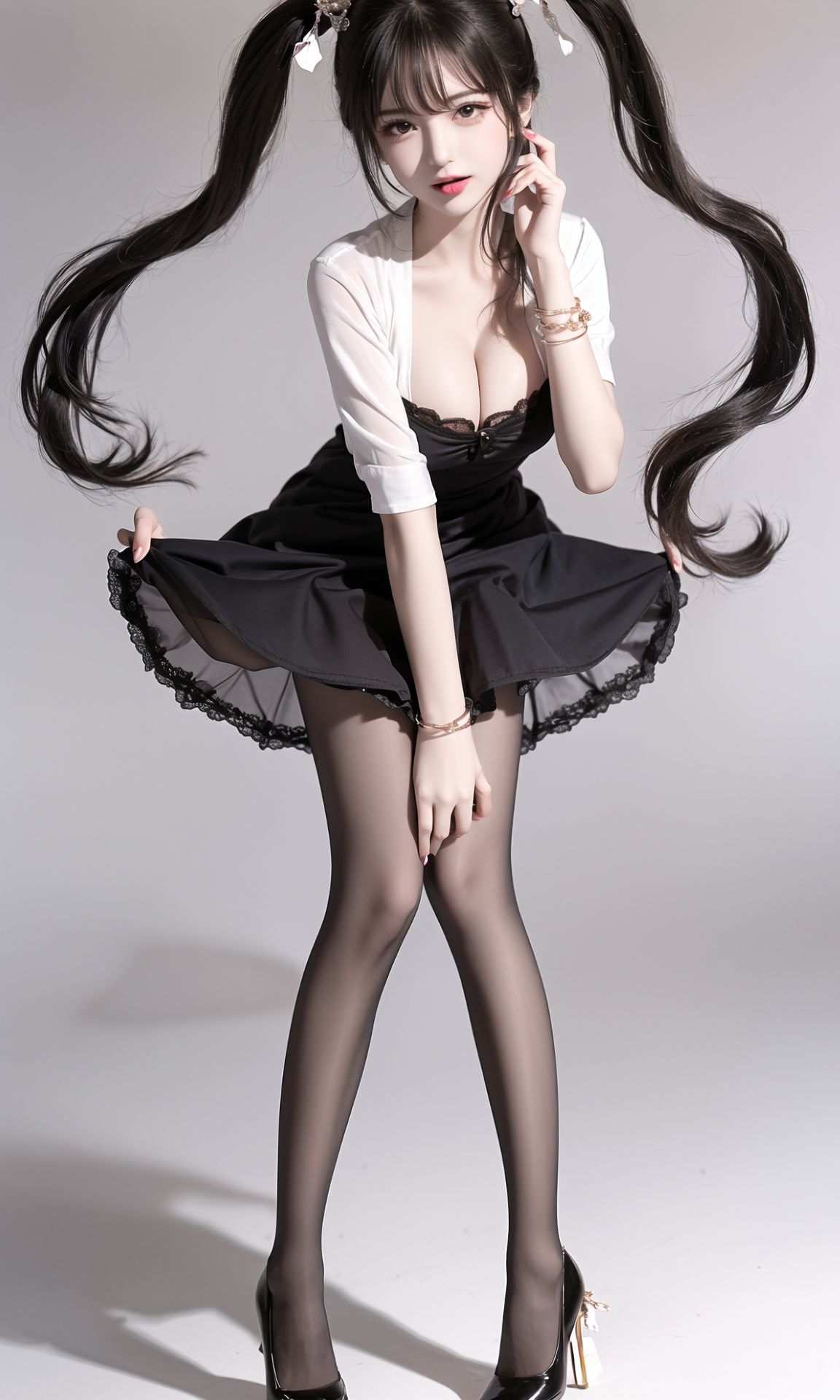 雙馬尾黑絲美腿少女