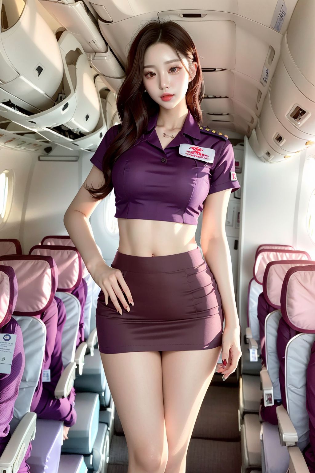 國際航班超短裙美女空乘