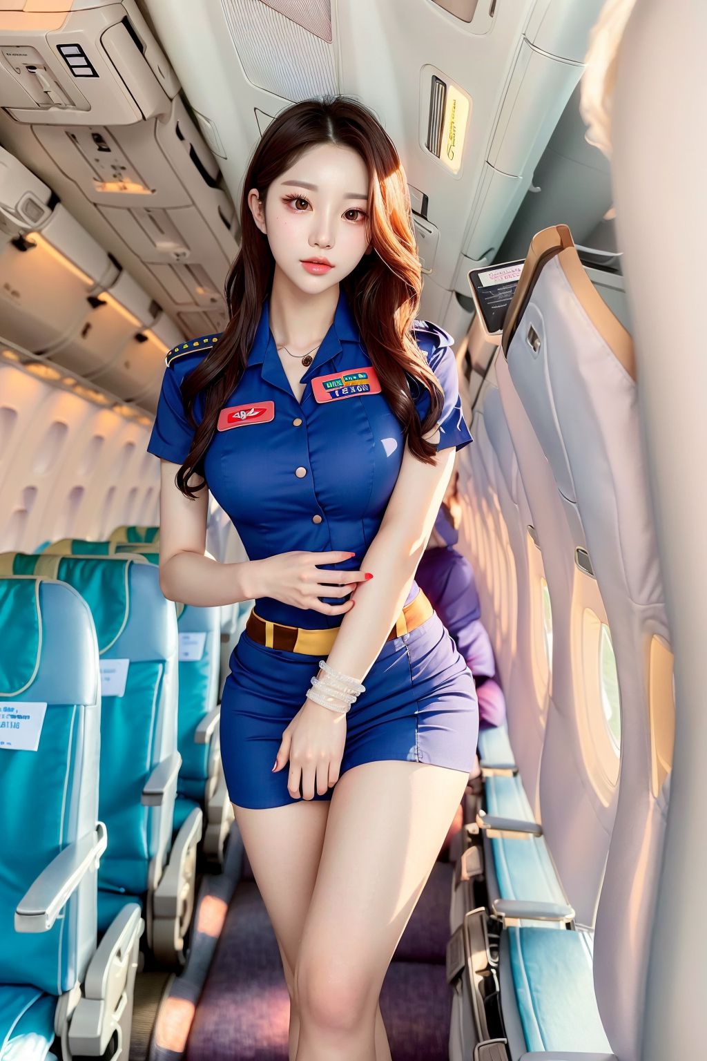 国际航班超短裙美女空乘