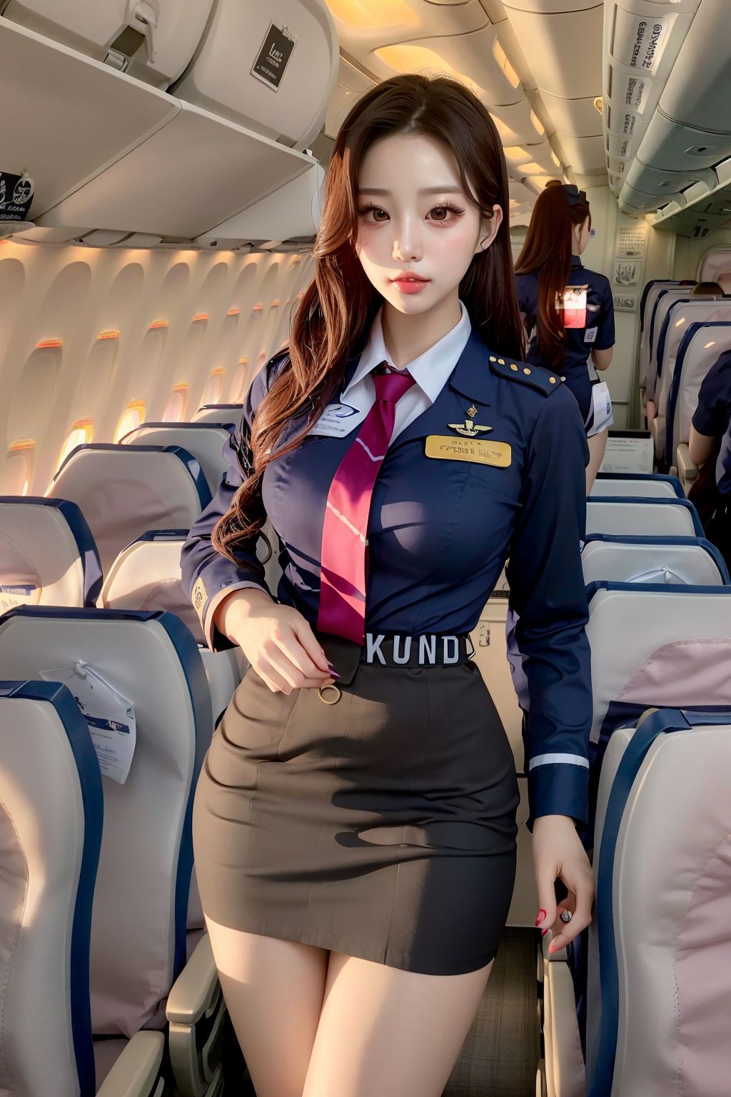国际航班超短裙美女空乘
