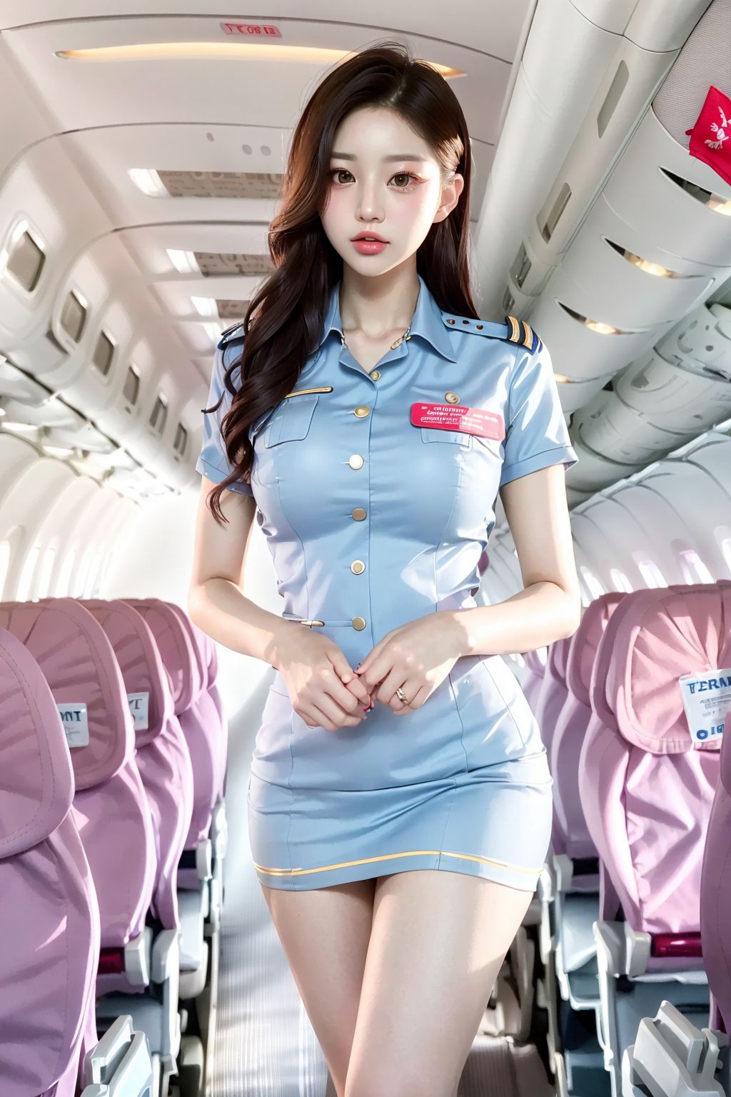 国际航班超短裙美女空乘