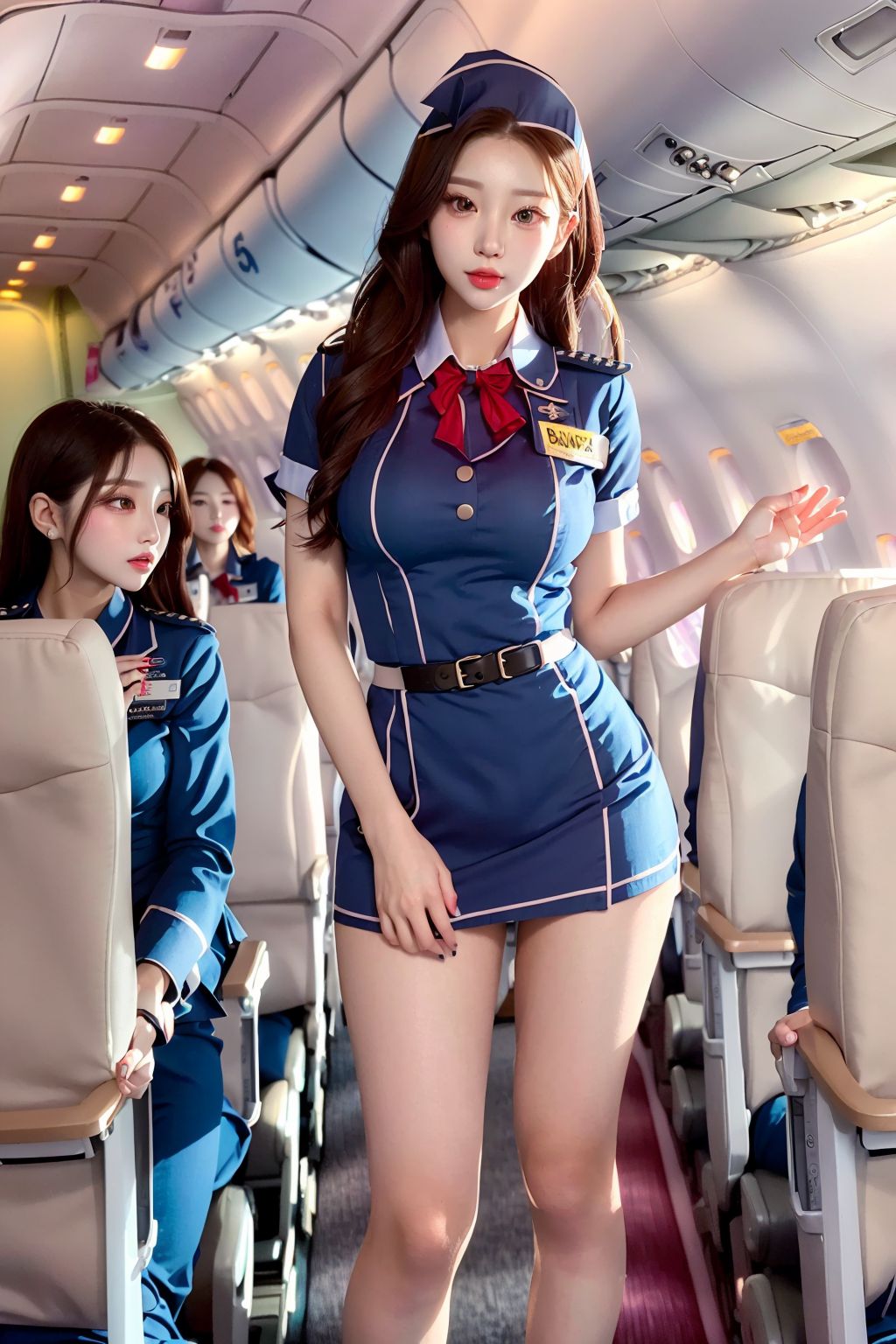 国际航班超短裙美女空乘