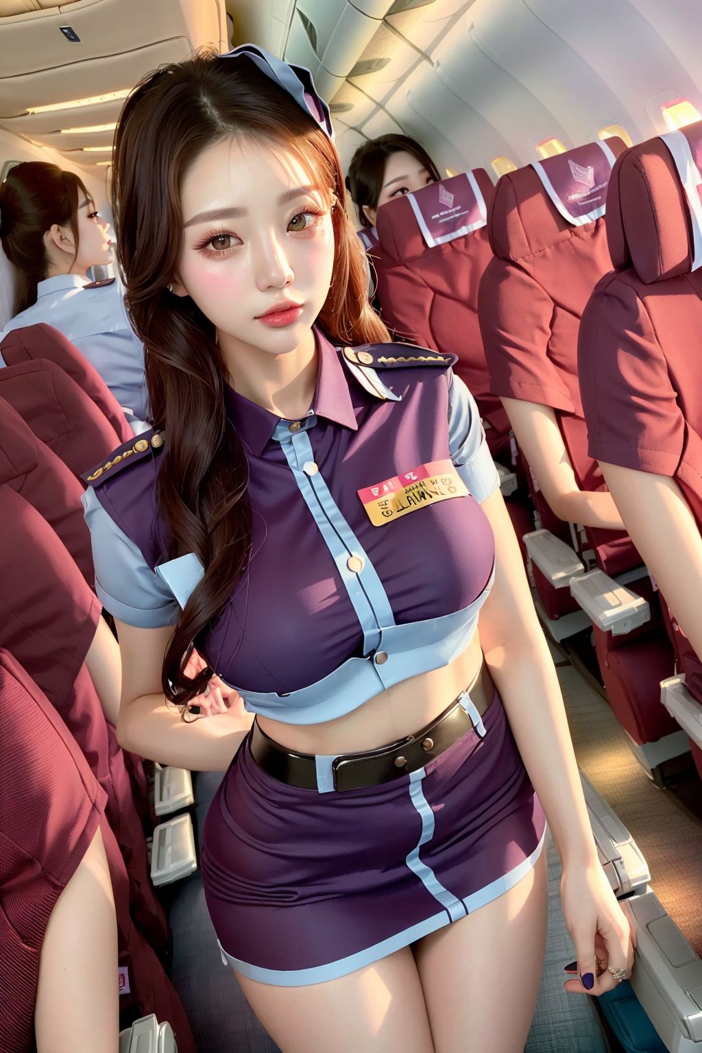 国际航班超短裙美女空乘