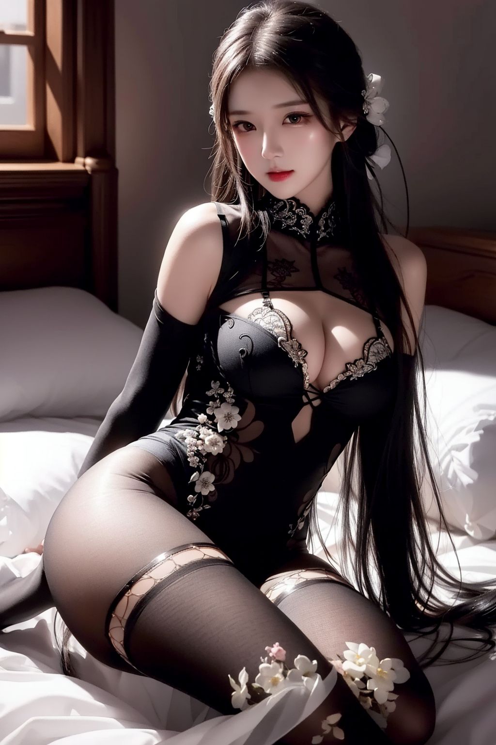 Retro erotic lingerie, the young girl gentle as water