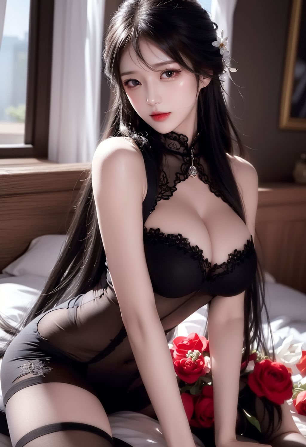 Retro erotic lingerie, the young girl gentle as water