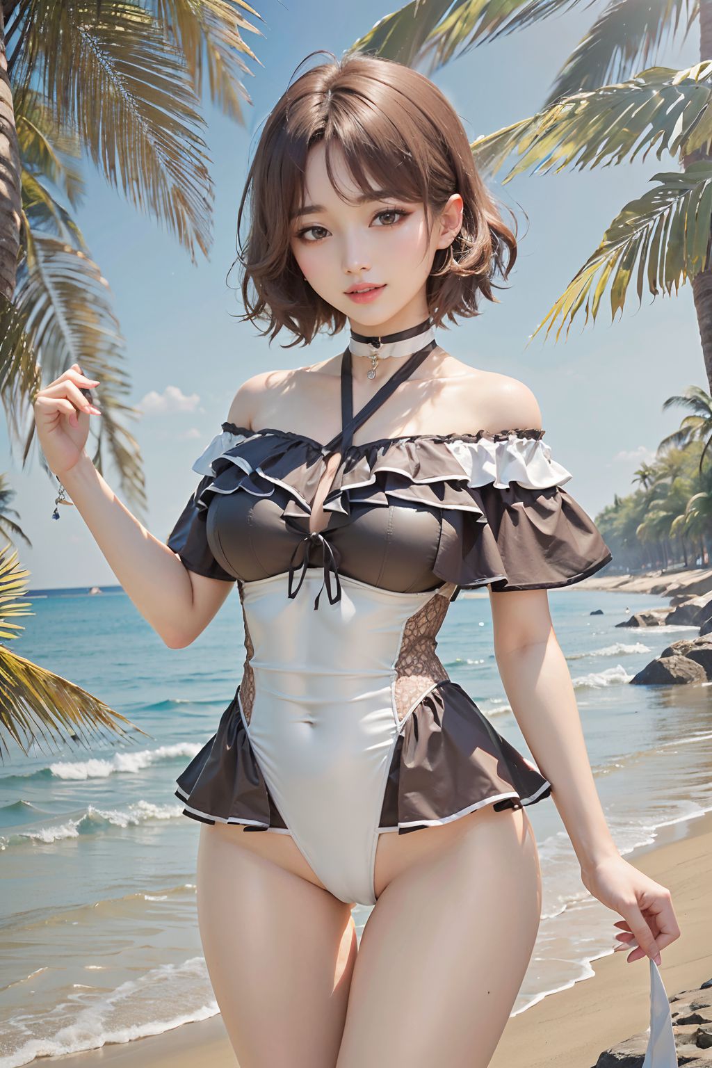Bãi biển gợi cảm với cô gái tóc vàng dễ thương trong bộ bikini