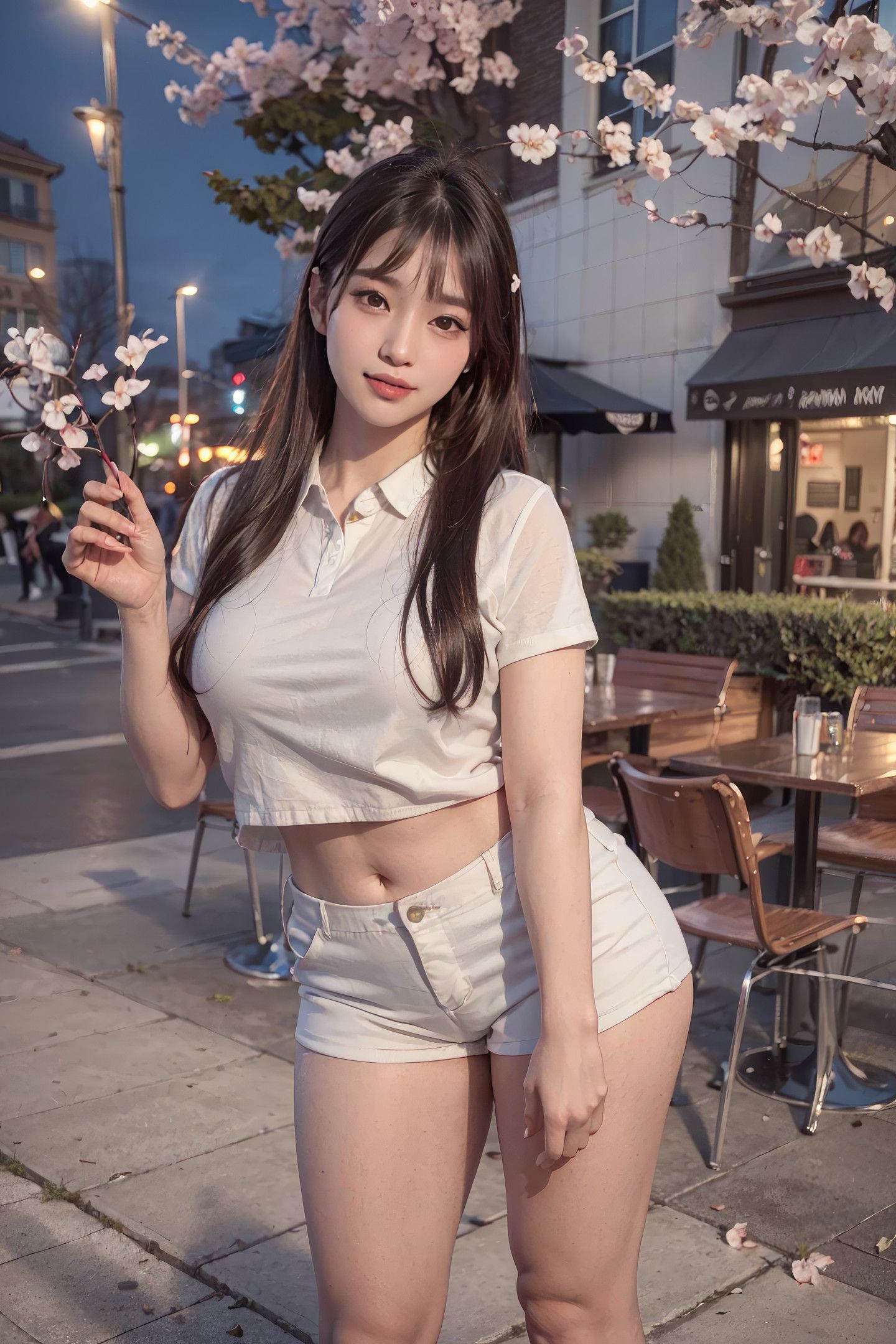 Cô gái trẻ thư giãn kiểu Nhật hệ hoa anh đào
