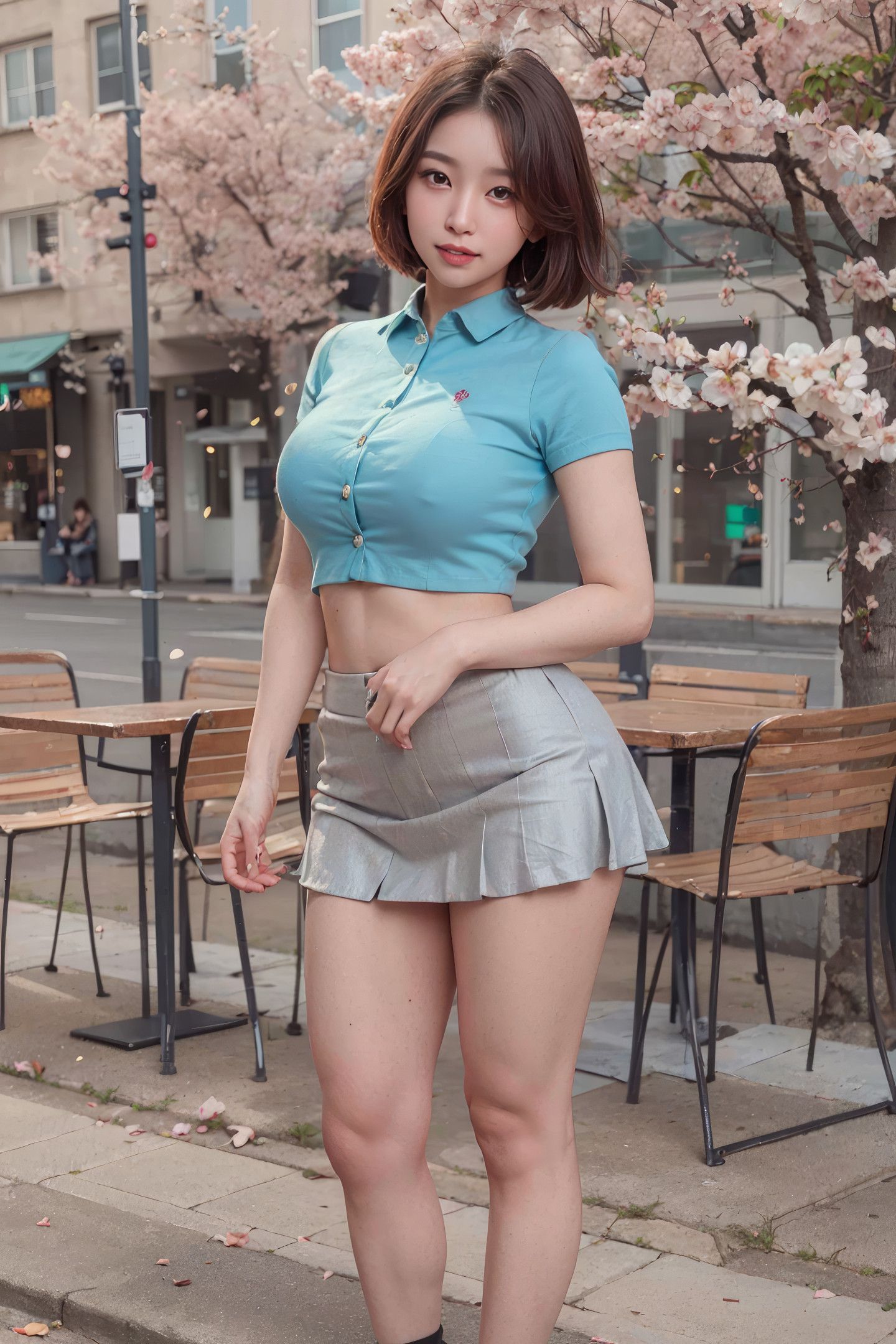 Cô gái trẻ thư giãn kiểu Nhật hệ hoa anh đào
