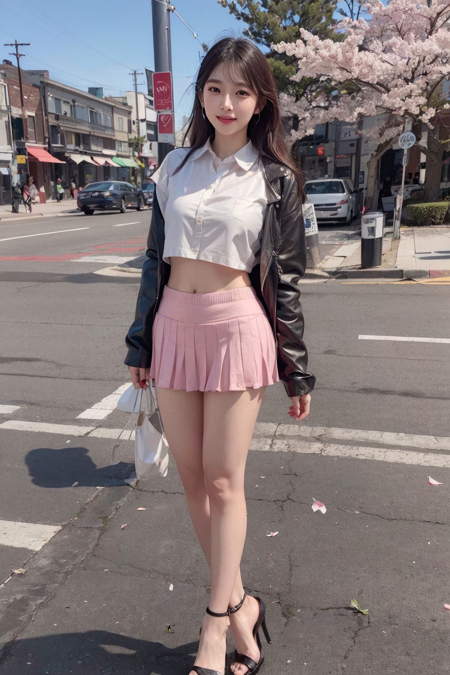 Cô gái trẻ thư giãn kiểu Nhật hệ hoa anh đào