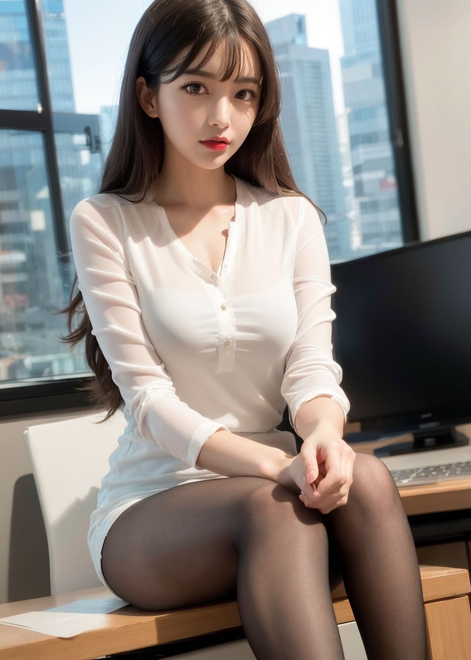회사에 새로 온 블랙실크 미녀 비서