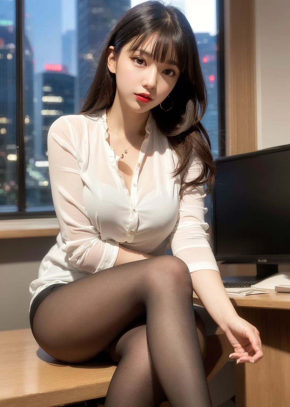 회사에 새로 온 블랙실크 미녀 비서