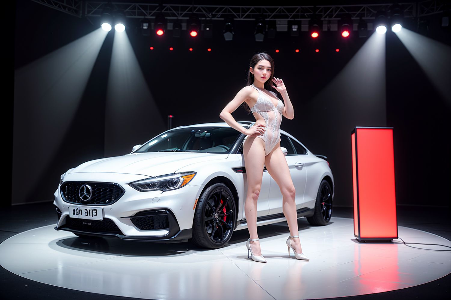 The beautiful and sexy female models at the auto show.