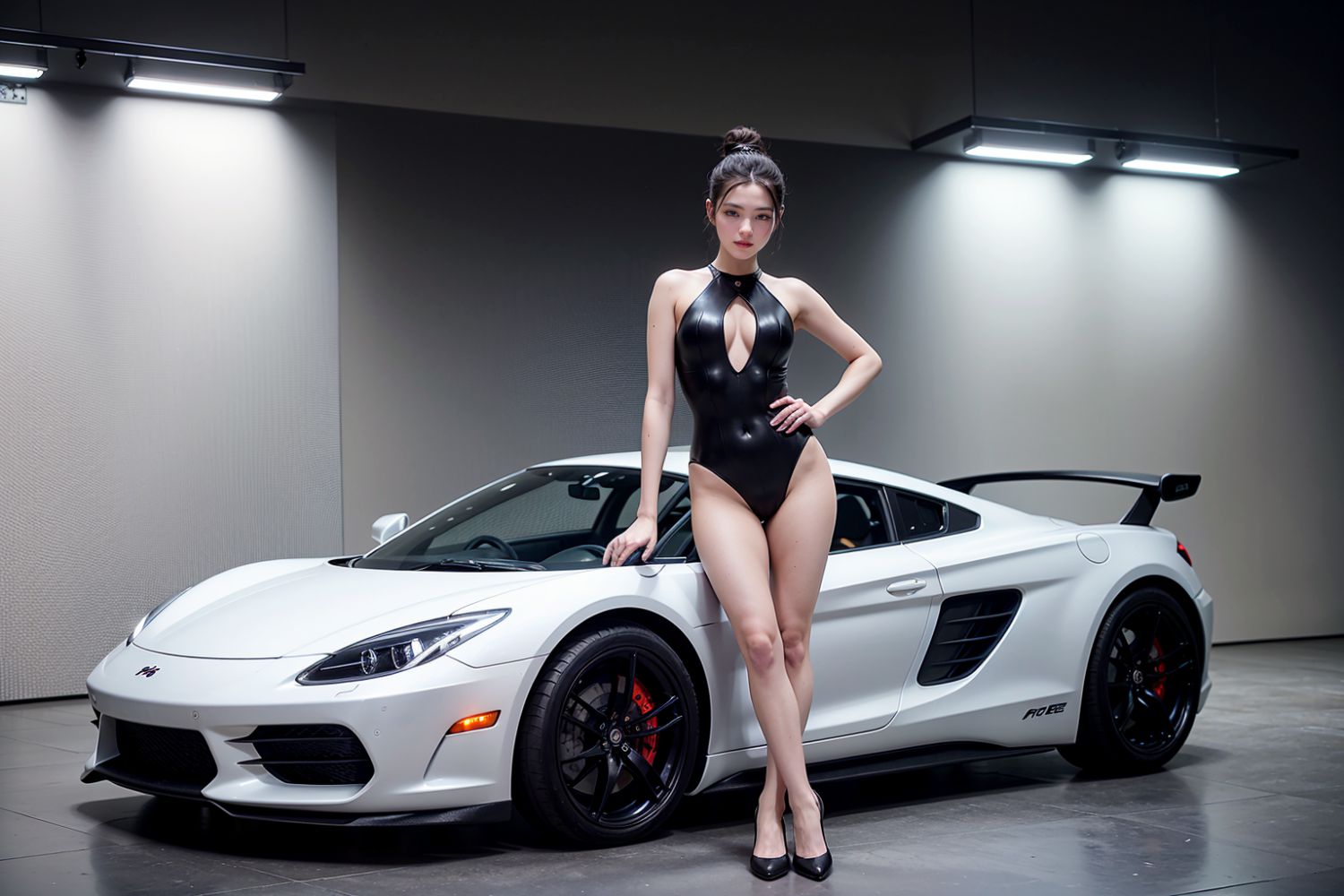 The beautiful and sexy female models at the auto show.