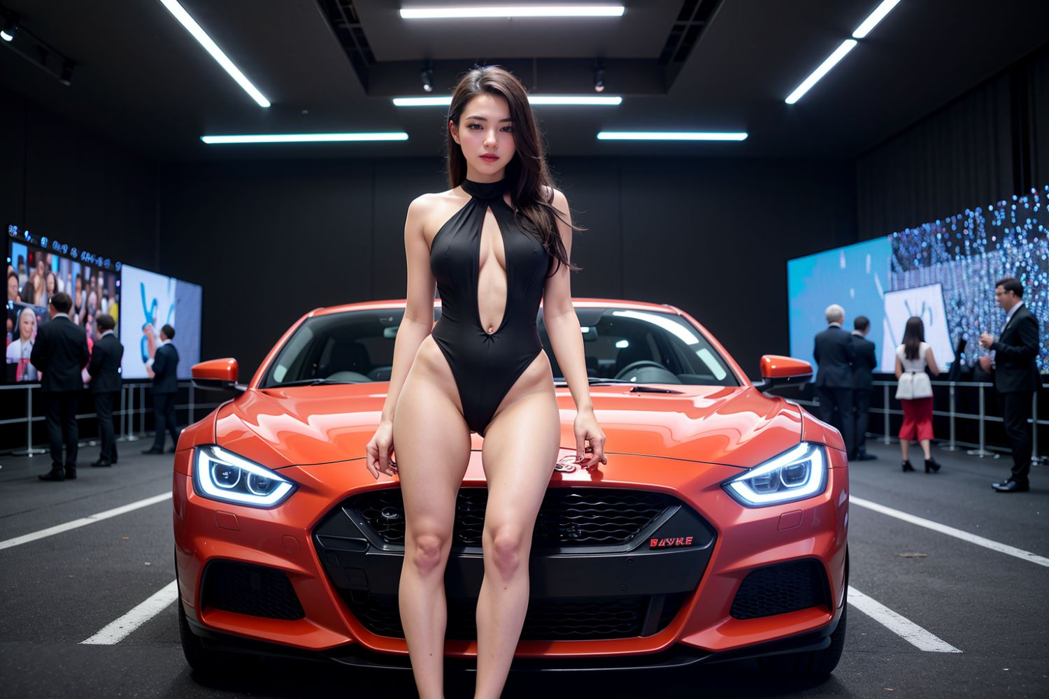 The beautiful and sexy female models at the auto show.