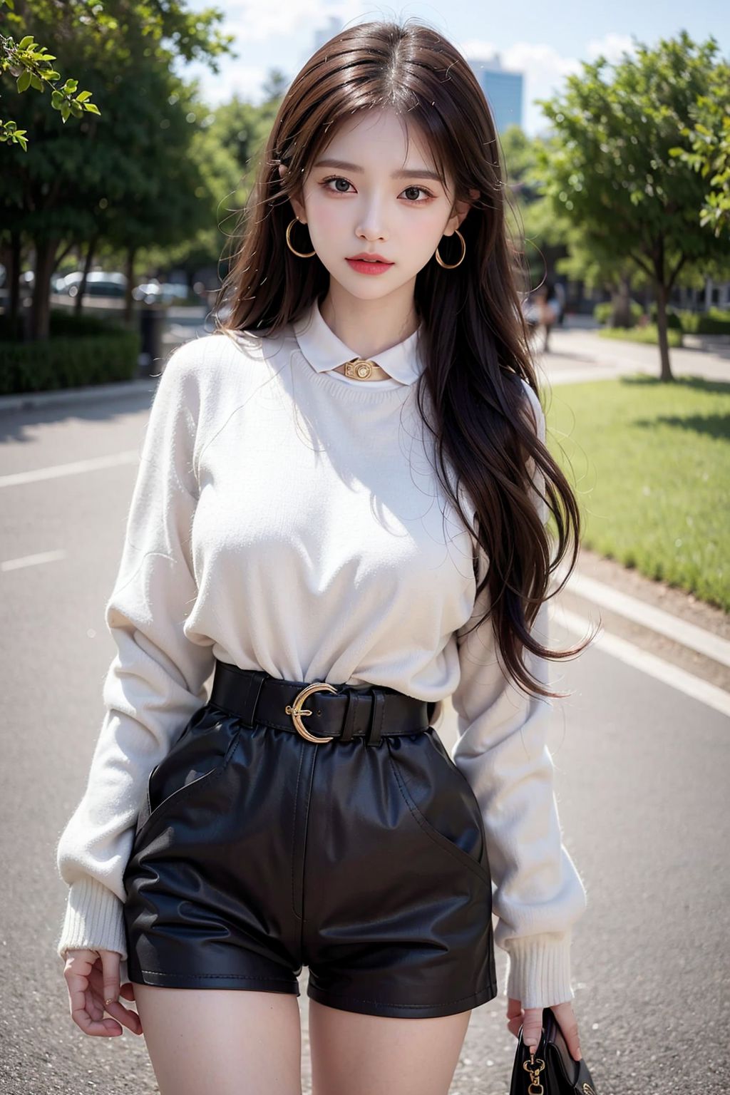 Cô gái tóc ngắn mặc quần short jeans đẹp