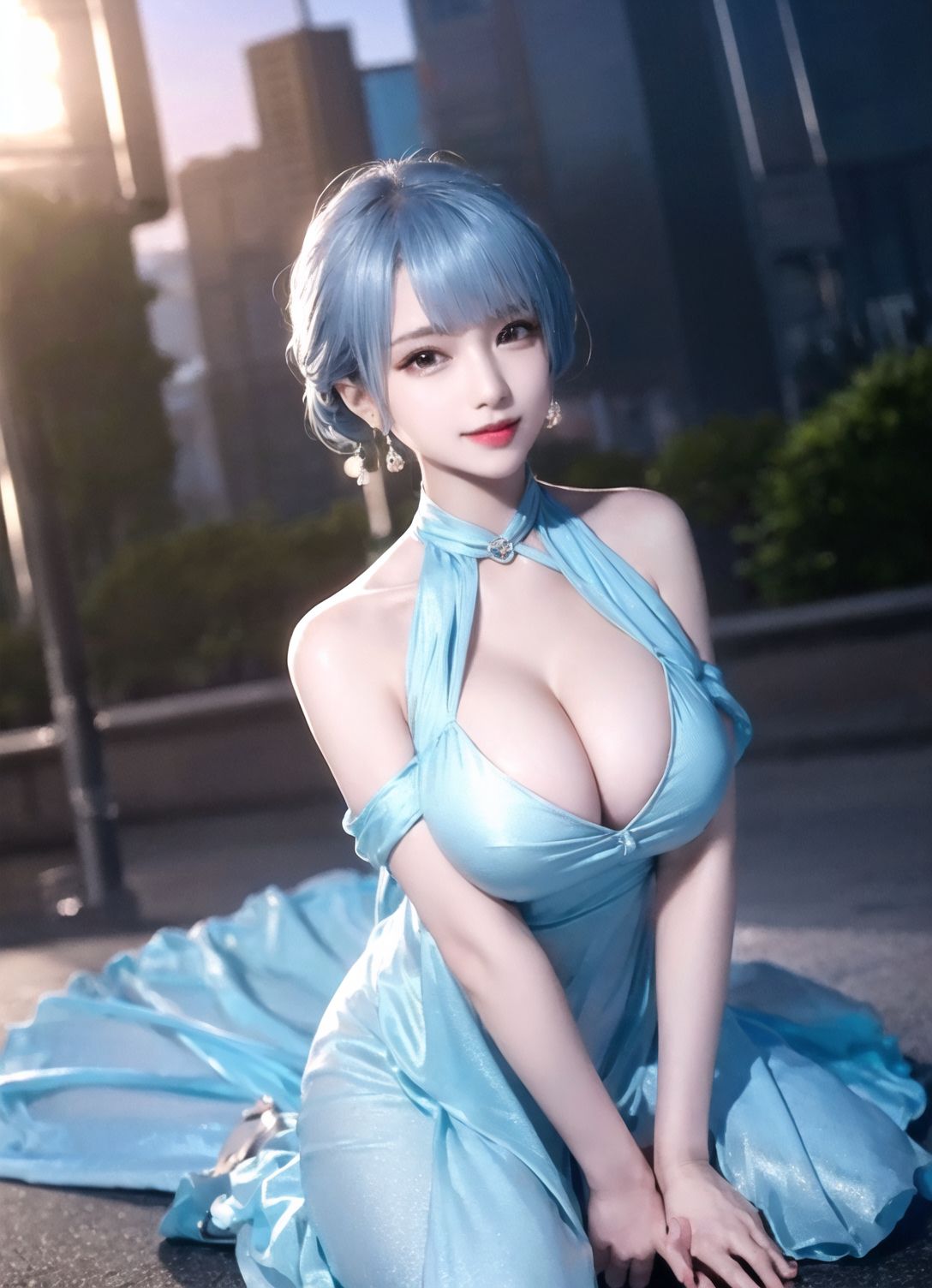 ภาพถ่ายสาวผมเงินหน้าอกใหญ่สวยสง่าง