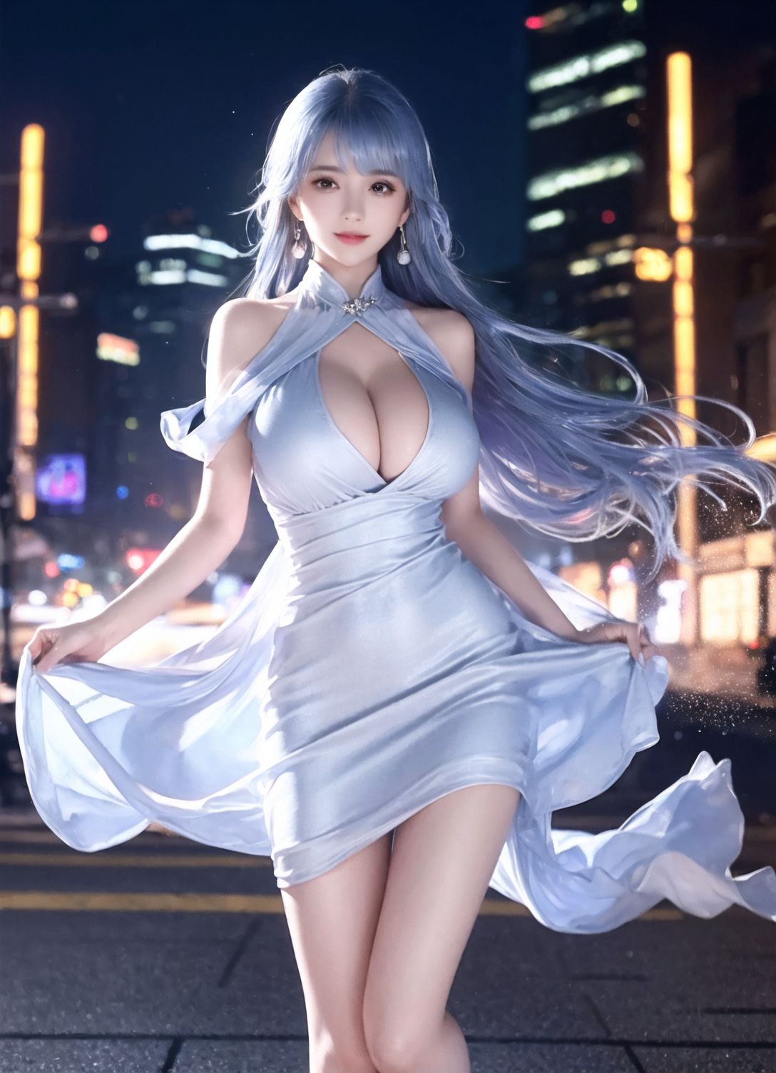 ภาพถ่ายสาวผมเงินหน้าอกใหญ่สวยสง่าง