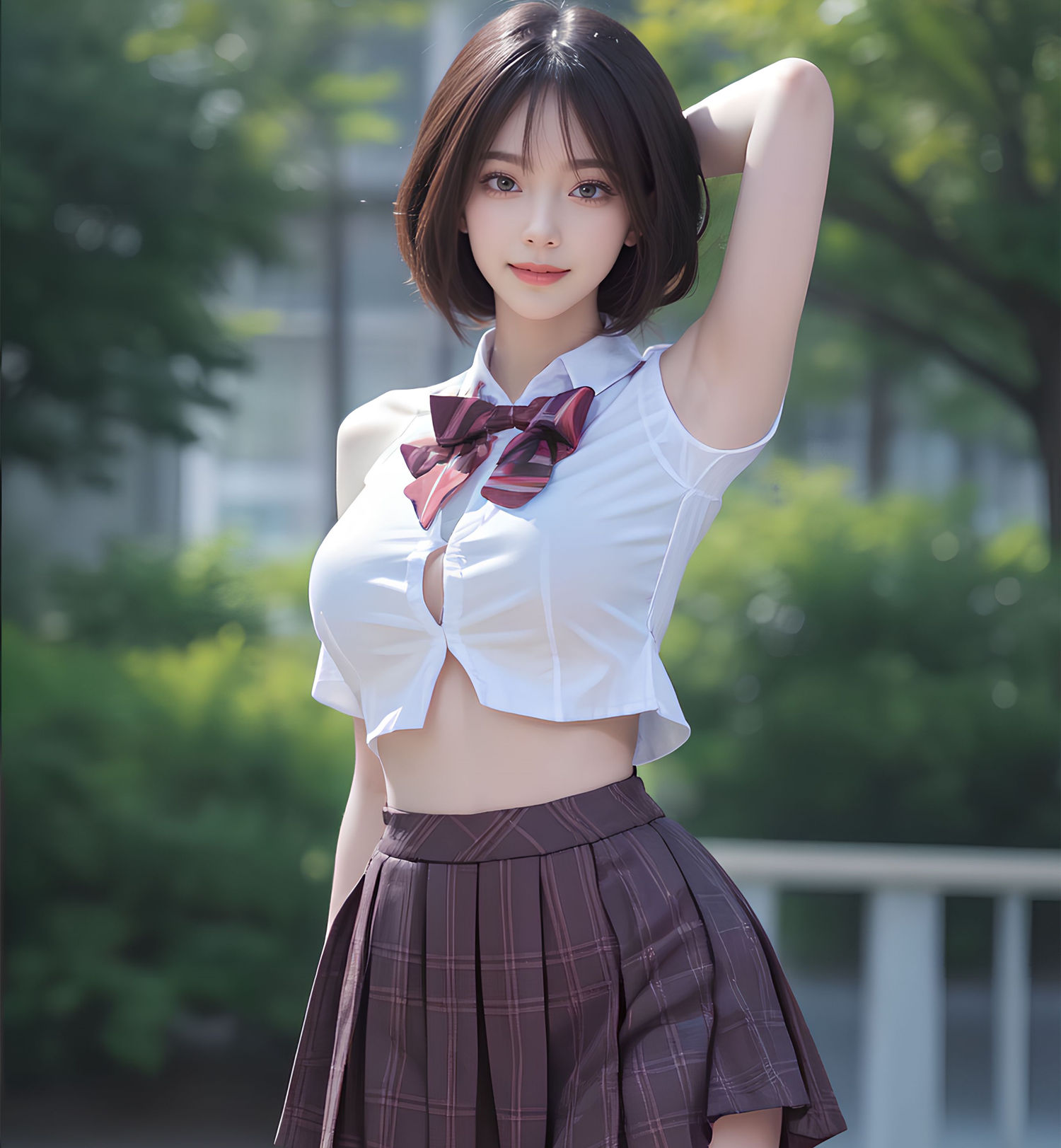 Short haired JK women's high school students