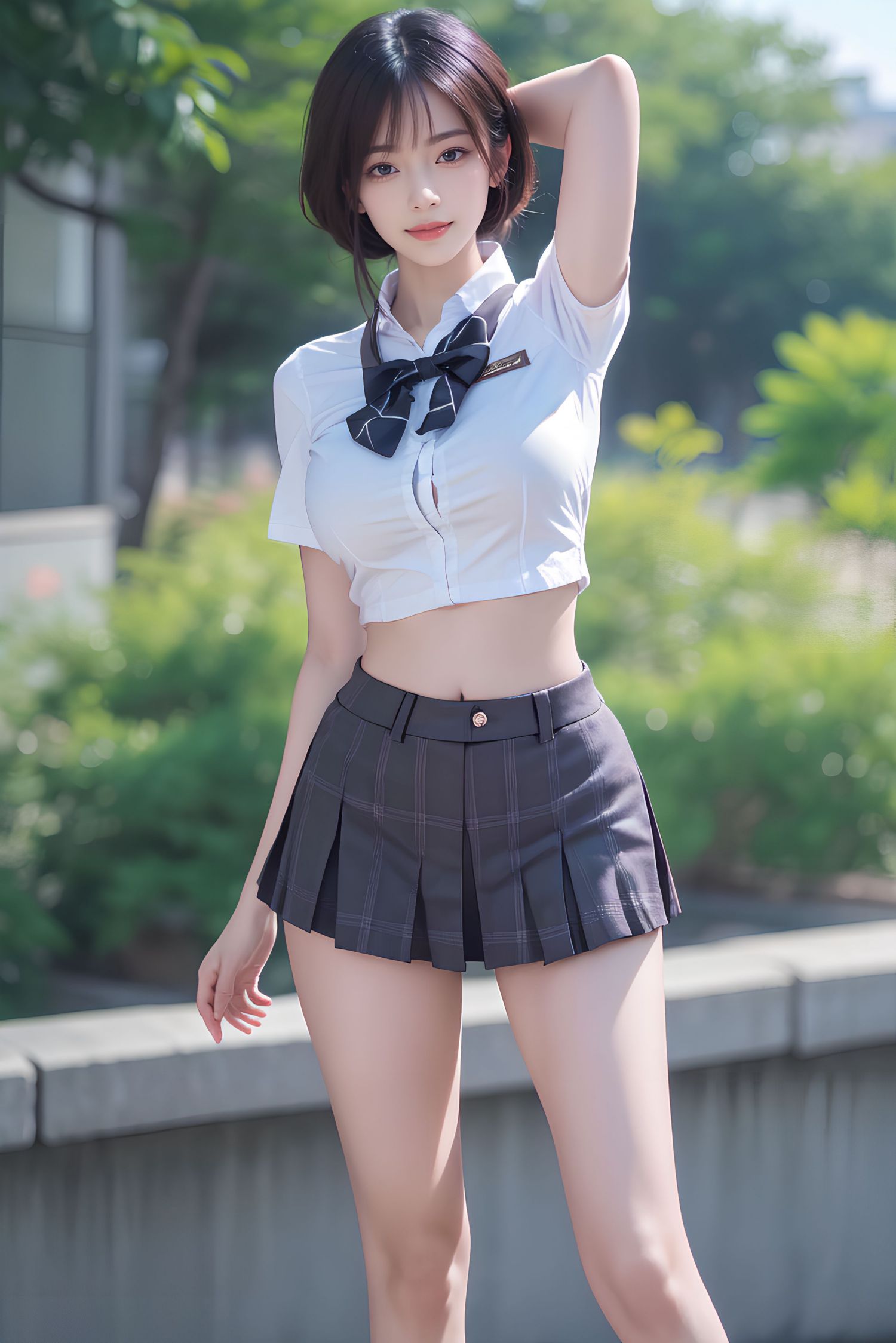 Short haired JK women's high school students