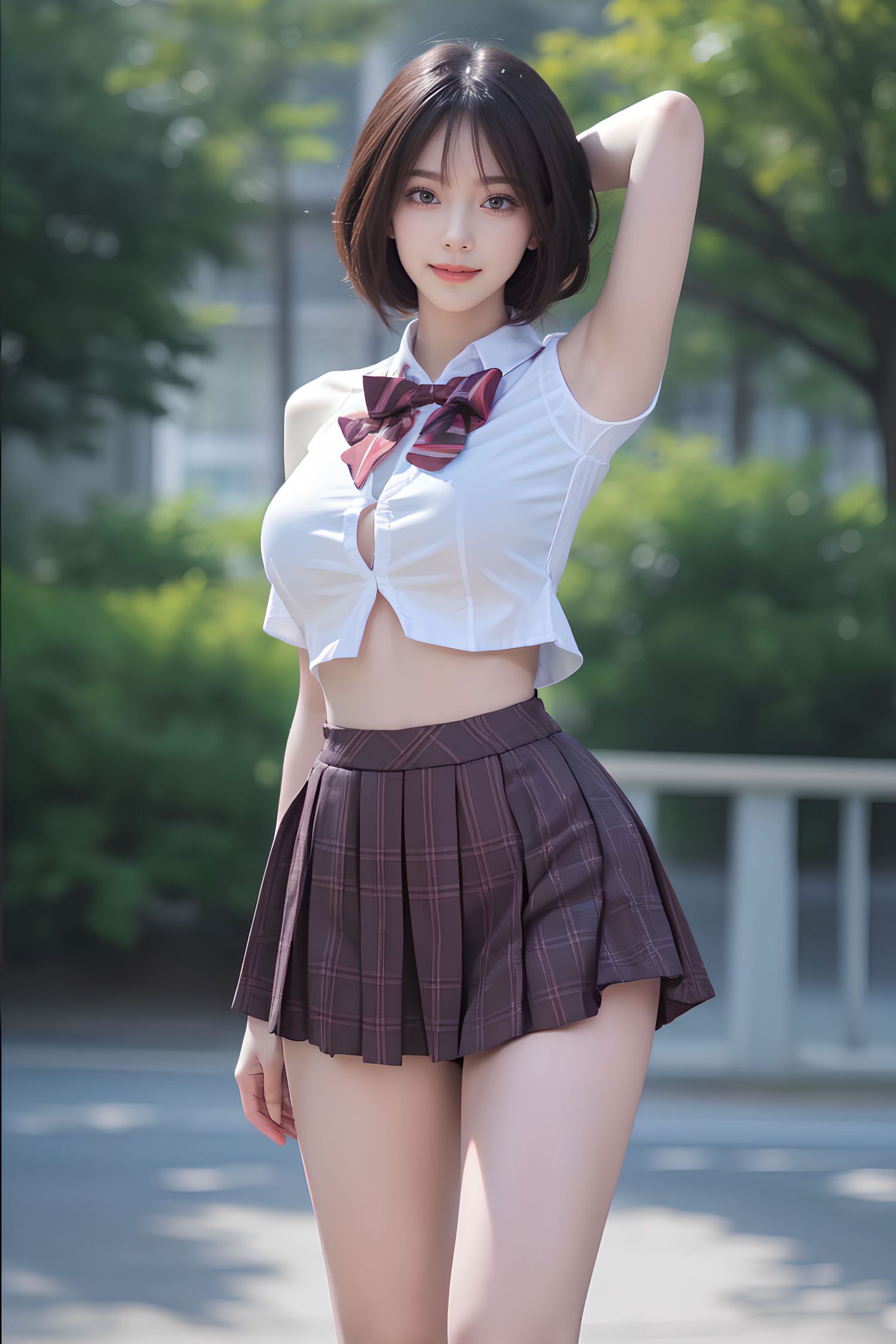 Short haired JK women's high school students