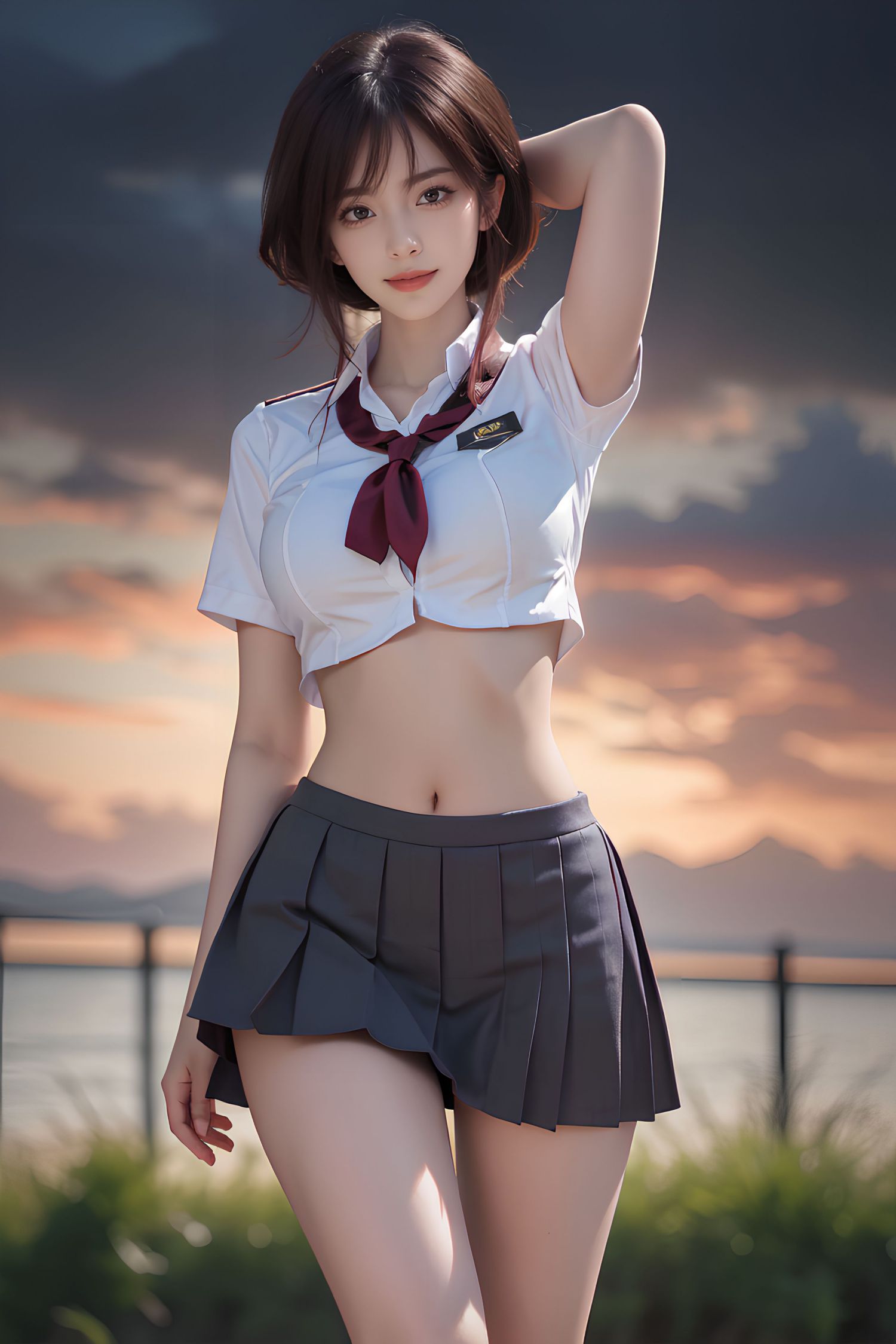 Short haired JK women's high school students