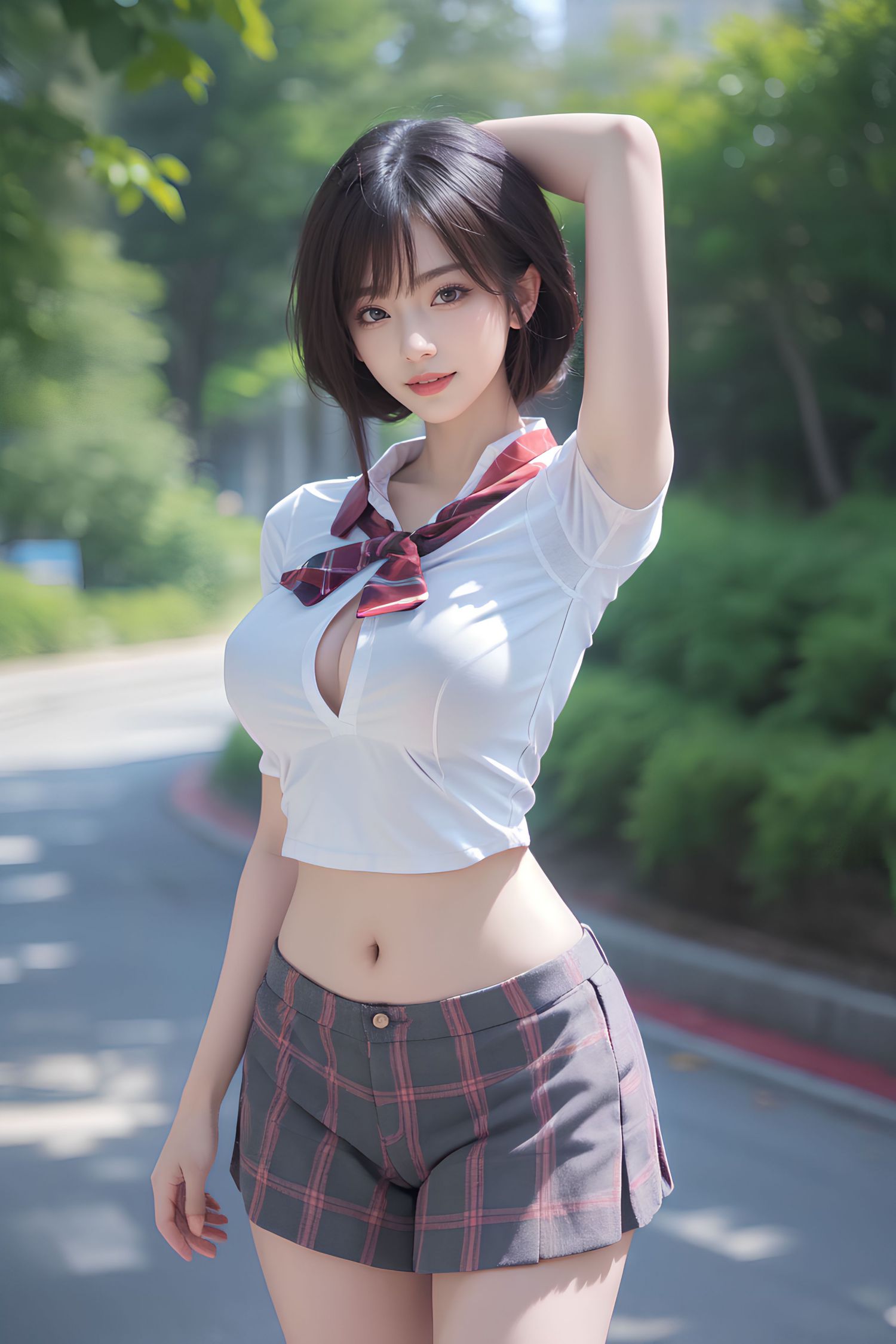 Short haired JK women's high school students