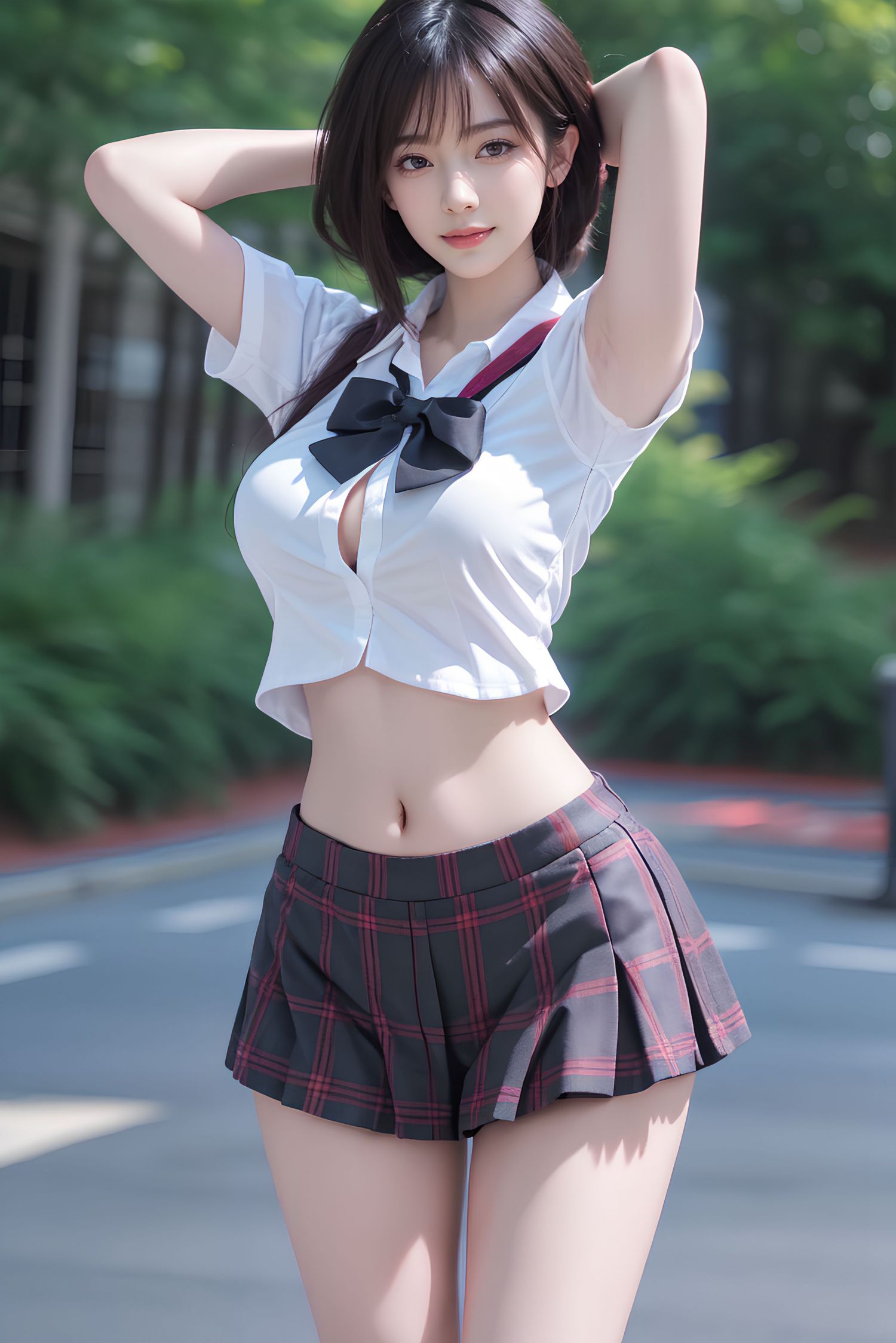 Short haired JK women's high school students