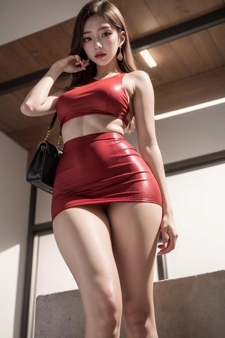Super short red skirt