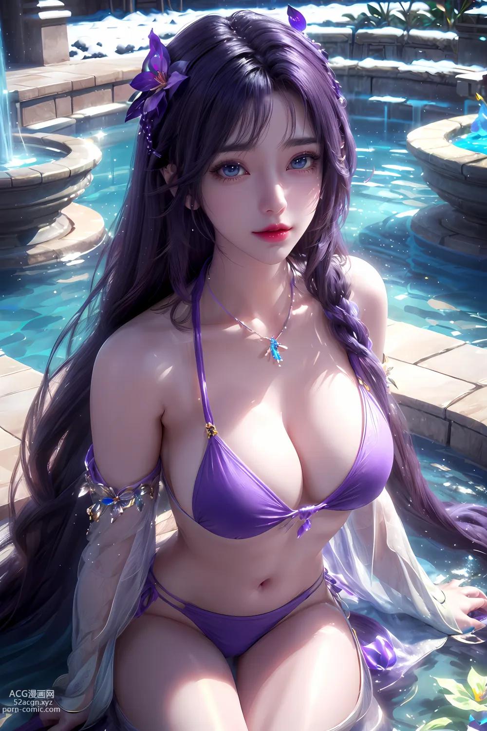 Kuzan AI动漫女角：完美世界云曦水池紫衣 63P