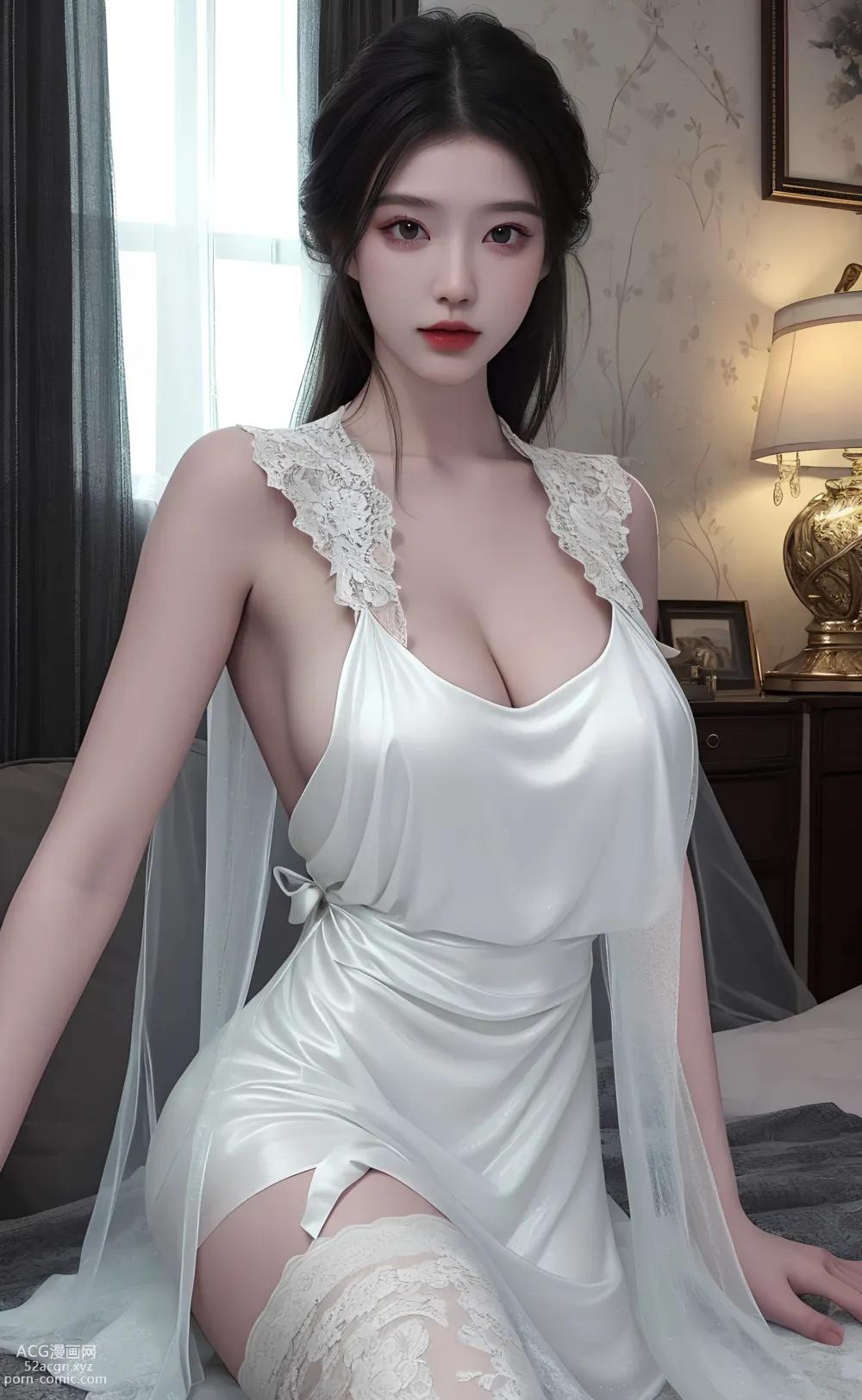 Anime Girl] [Aesthetic] White Erotic Lace Sheer Fabric – AI Painting High Quality Ancient Style Collection