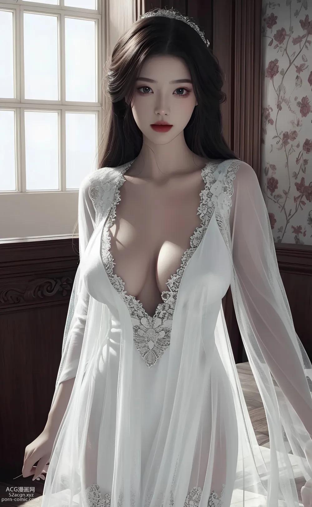 Anime Girl] [Aesthetic] White Erotic Lace Sheer Fabric – AI Painting High Quality Ancient Style Collection