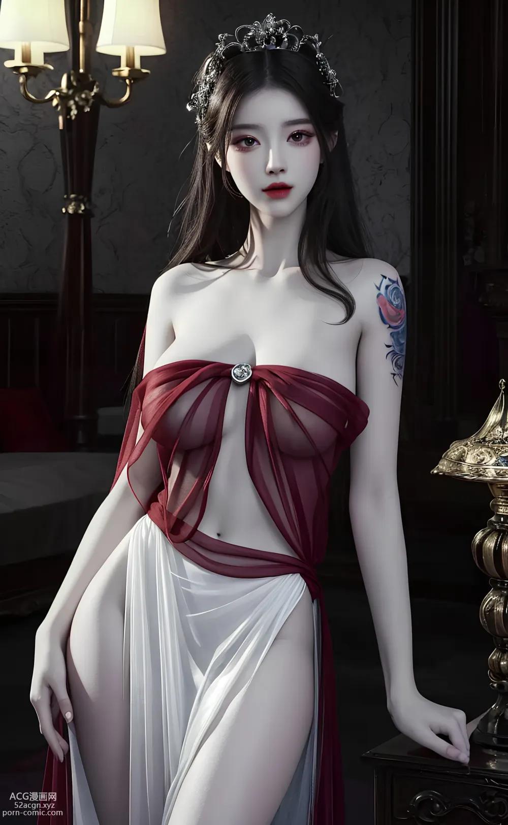 แอนิเมะ เกิร์ล] [วิเม่] ชุดผ้าลูกไม้บางสีขาวสไตล์เซ็กซี่ – ภาพวาด AI คุณภาพสูง สไตล์โบราณ ชุดภาพ