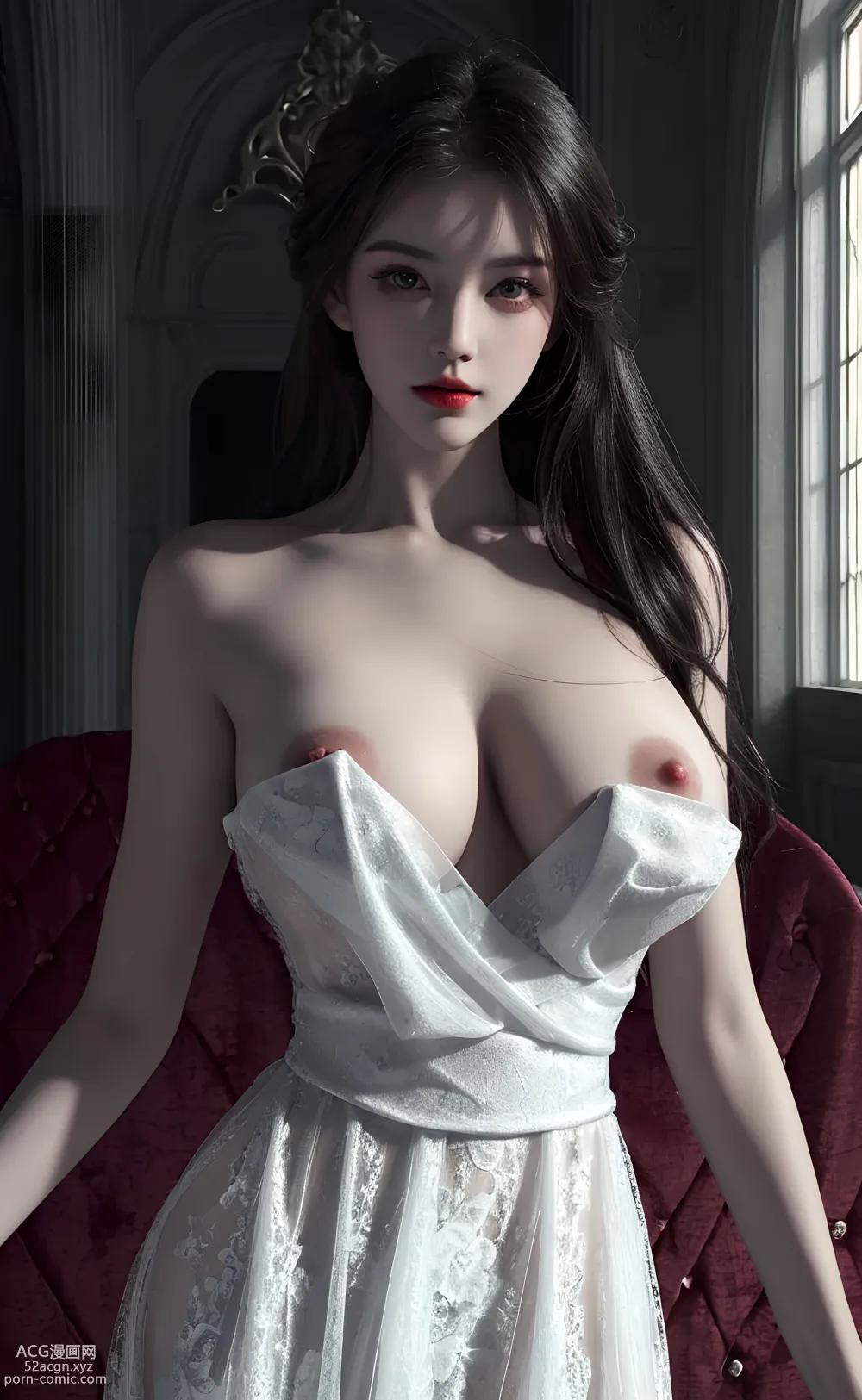 แอนิเมะ เกิร์ล] [วิเม่] ชุดผ้าลูกไม้บางสีขาวสไตล์เซ็กซี่ – ภาพวาด AI คุณภาพสูง สไตล์โบราณ ชุดภาพ