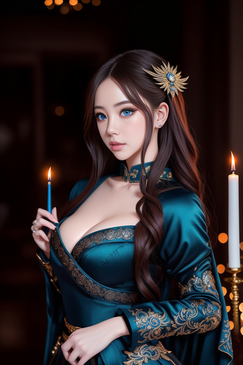 สาวเอเชียตาสีฟ้าที่สวยงาม