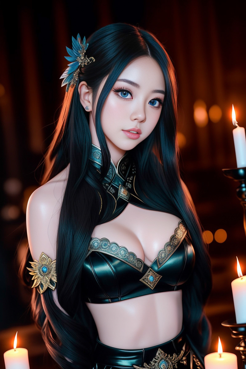 สาวเอเชียตาสีฟ้าที่สวยงาม