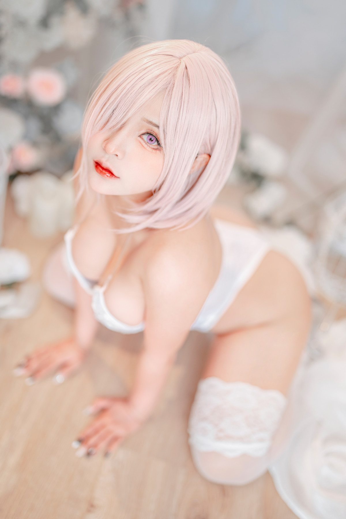 Cosplay SayoMomo小桃 Mashu White Lingerie Body Oi