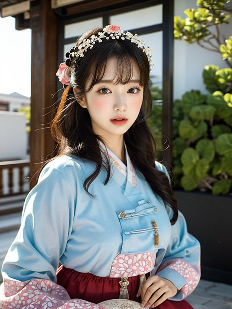 สาวชุดฮันบกเกาหลี