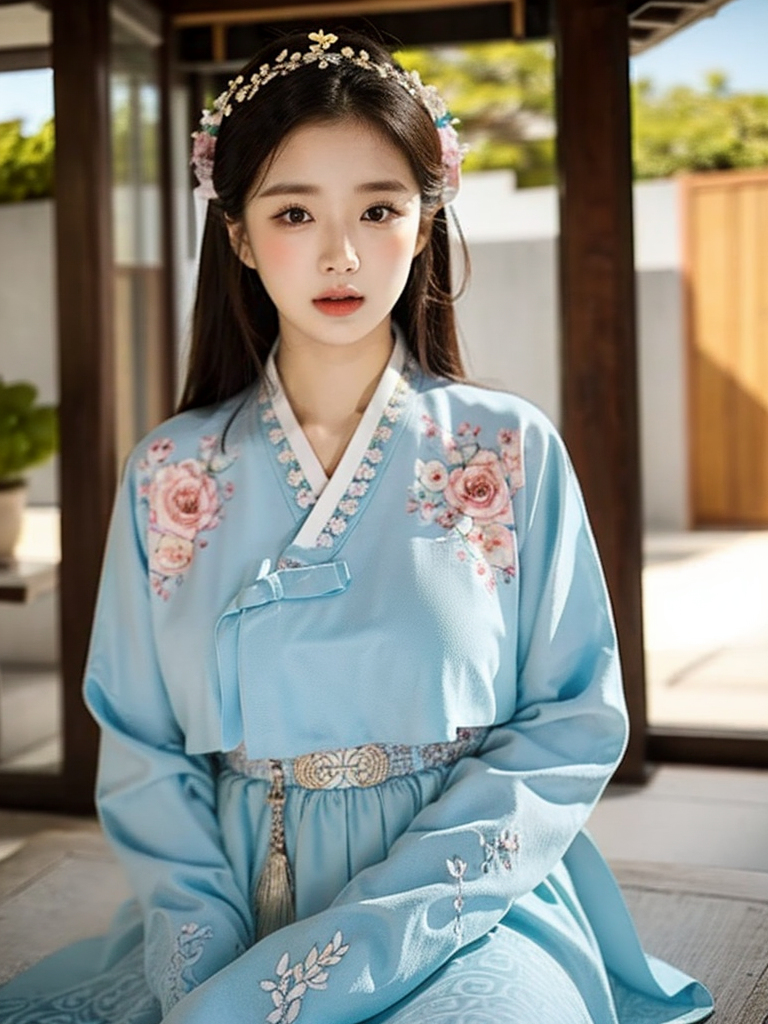 สาวชุดฮันบกเกาหลี