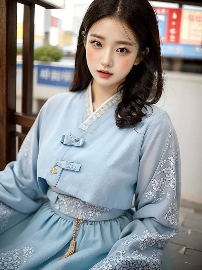 สาวชุดฮันบกเกาหลี