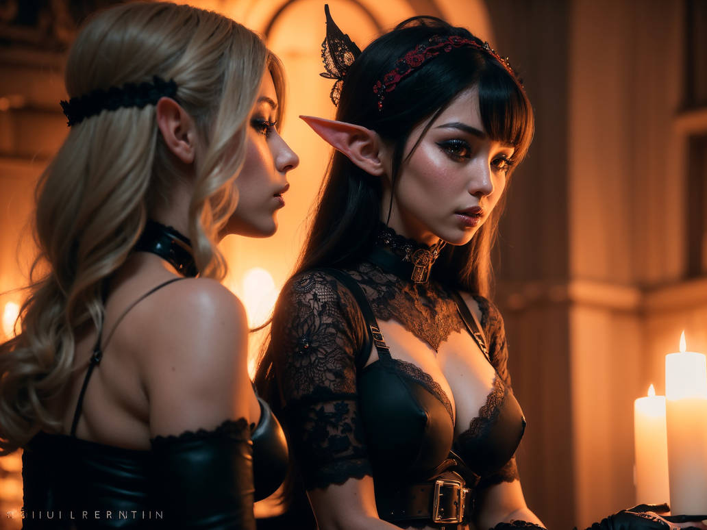 Elf Maid Cafe by karimisosoup [AI generated