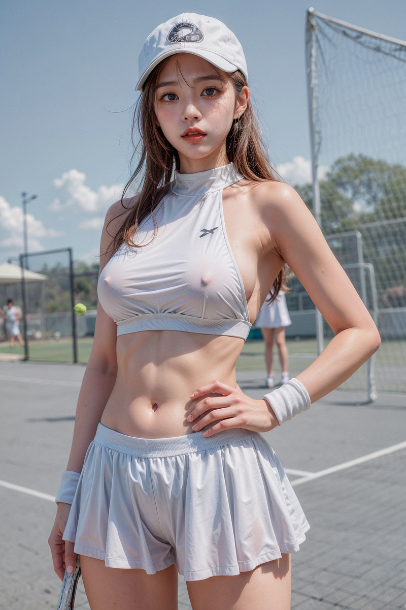 AI生成~AI OFUG-彼女と一緒にテニスコートに行った（和她一起去了網球場）
