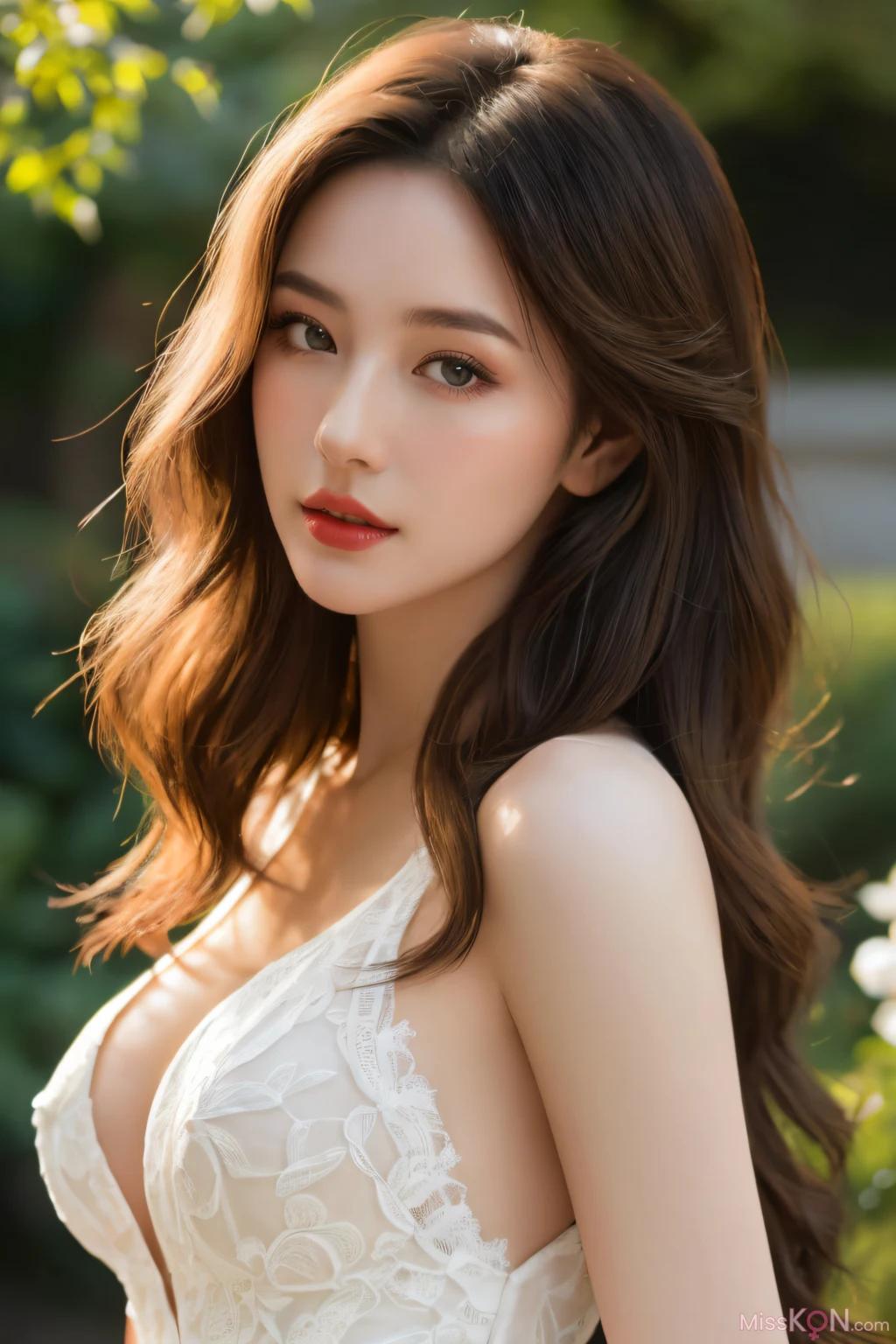 [AI Generated] 拟实画风 Vol.181 半露白裙 (110 photos)