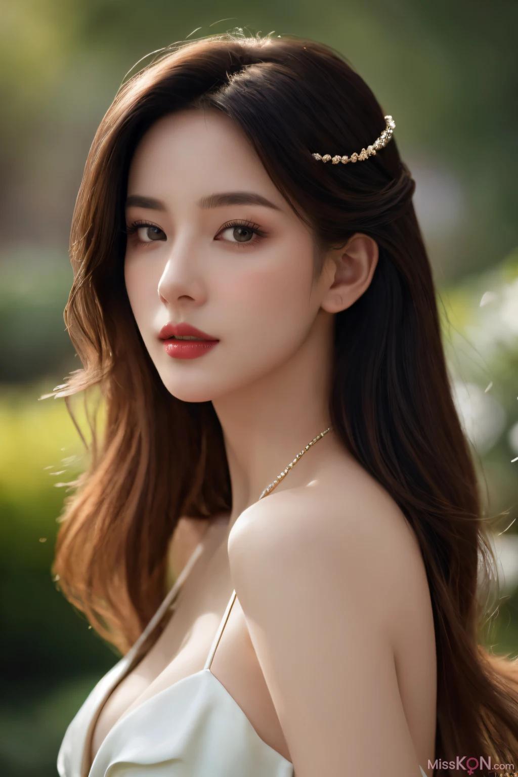 [AI Generated] 拟实画风 Vol.181 半露白裙 (110 photos)