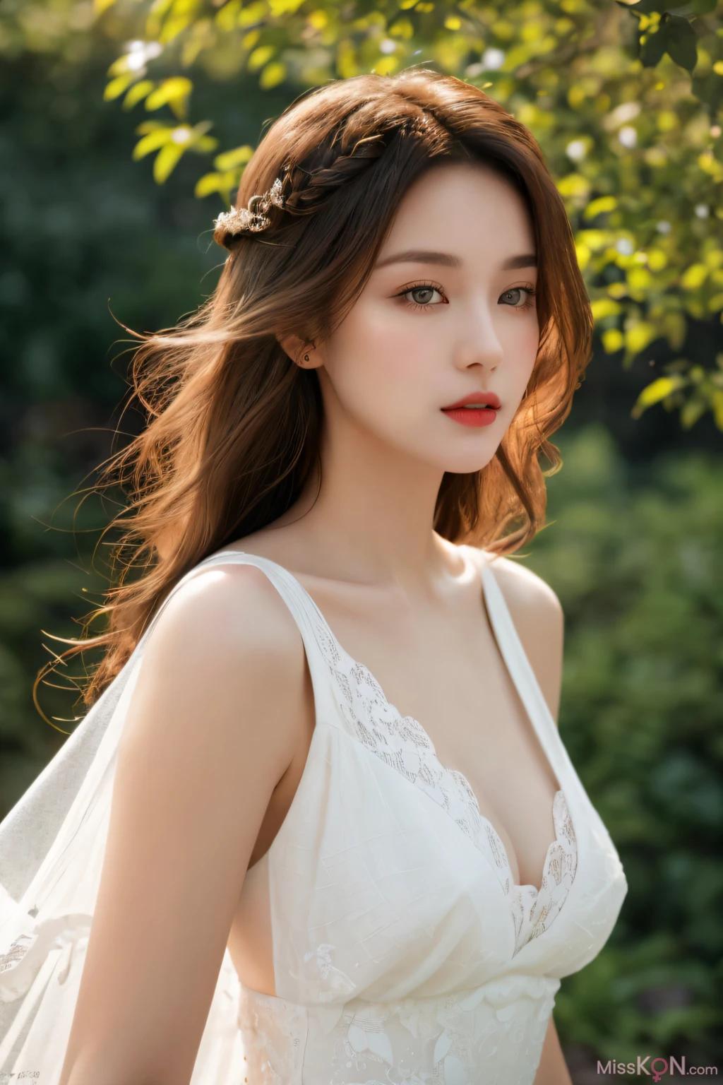 [AI Generated] 拟实画风 Vol.181 半露白裙 (110 photos)