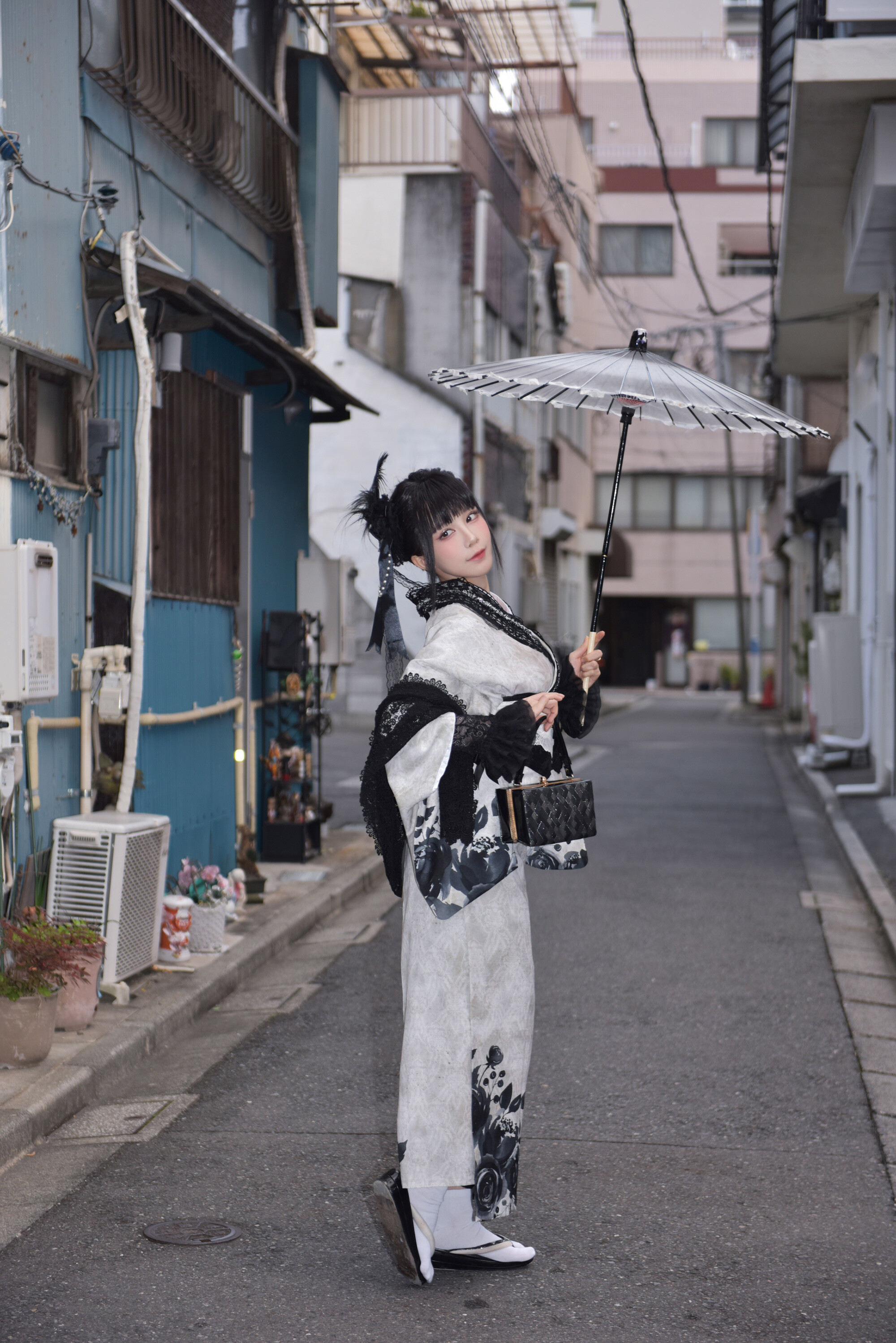 水淼aqua - Black Lace Kimono 70P
