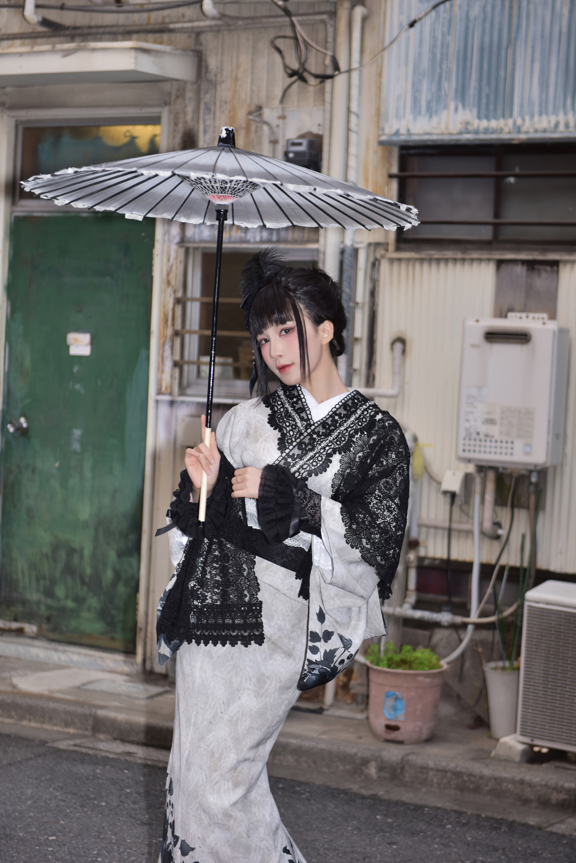 水淼aqua - Black Lace Kimono 70P