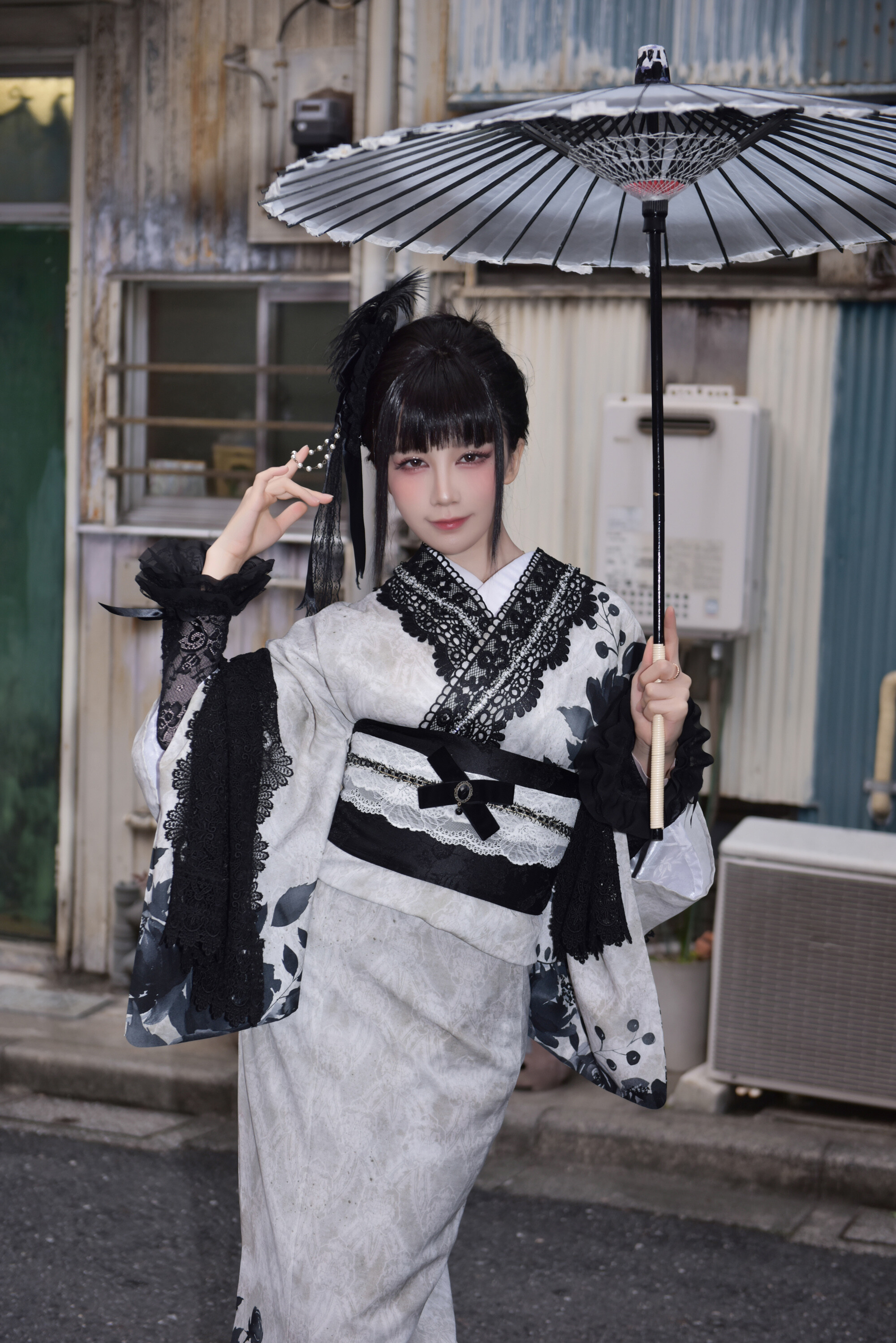 水淼aqua - Black Lace Kimono 70P