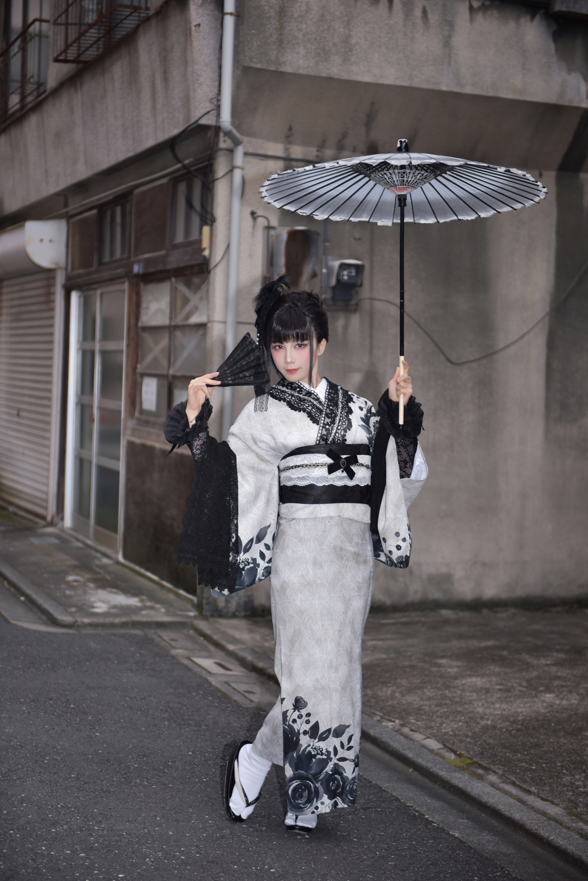 水淼aqua - Black Lace Kimono 70P